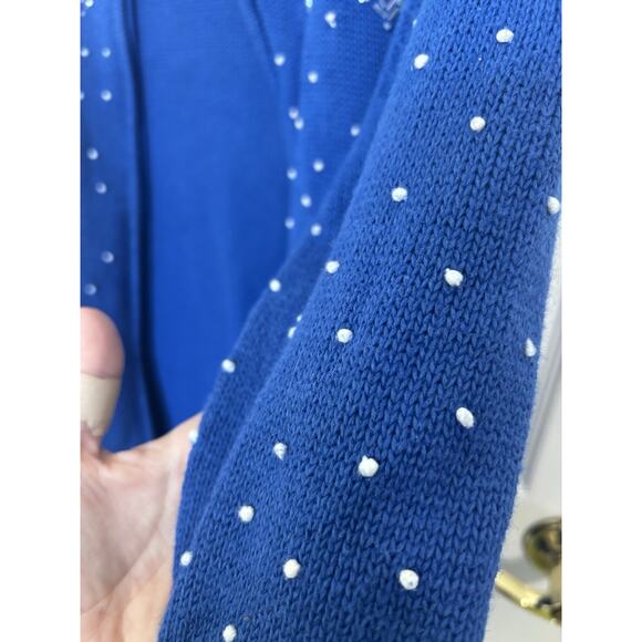 VTG Draper’s & Damon’s Blue Beaded Snowflake Full Zip Cardigan Size LP Winter - Picture 7 of 8